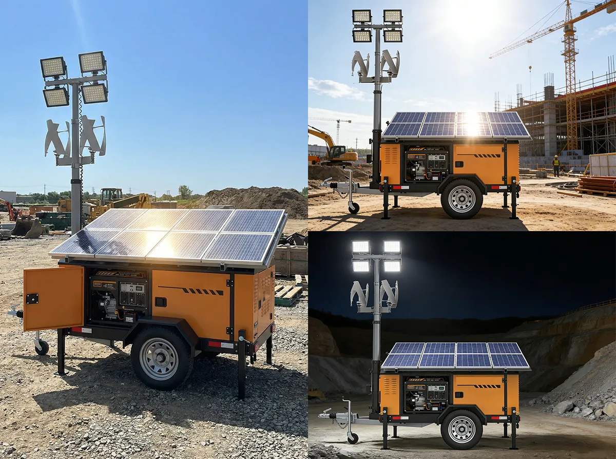 Wind-solar hybrid mobile lifting lighting tower trailer version