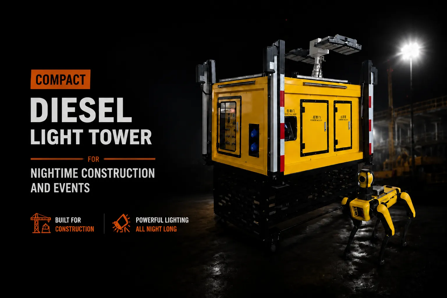 Compact Diesel Light Tower for Nighttime Construction and Events