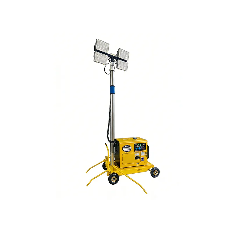 Cart-type pneumatic lifting mobile lighting tower.2 Electric Light Towers