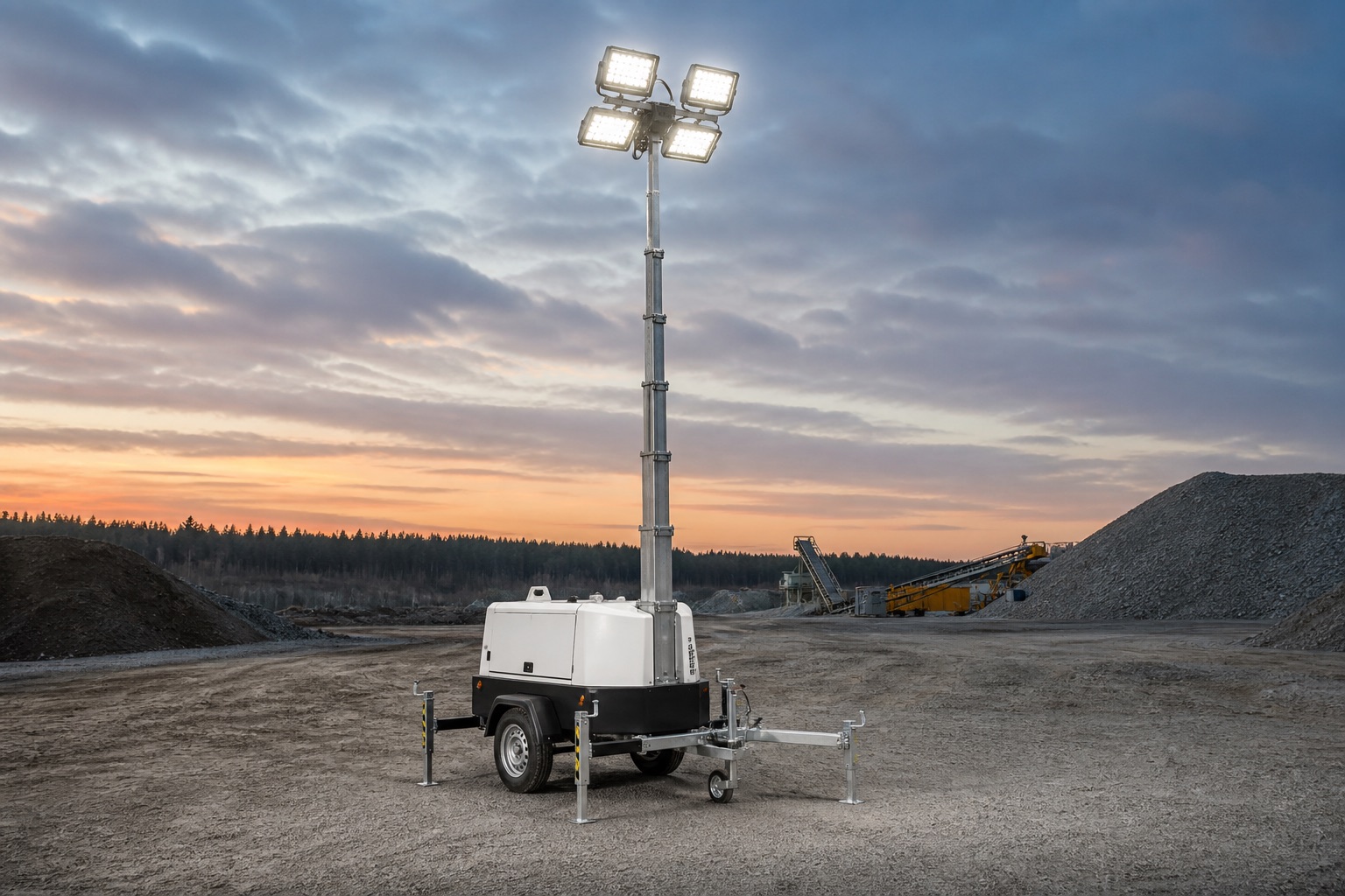 Safe field application of light tower 4 7kw vert mast