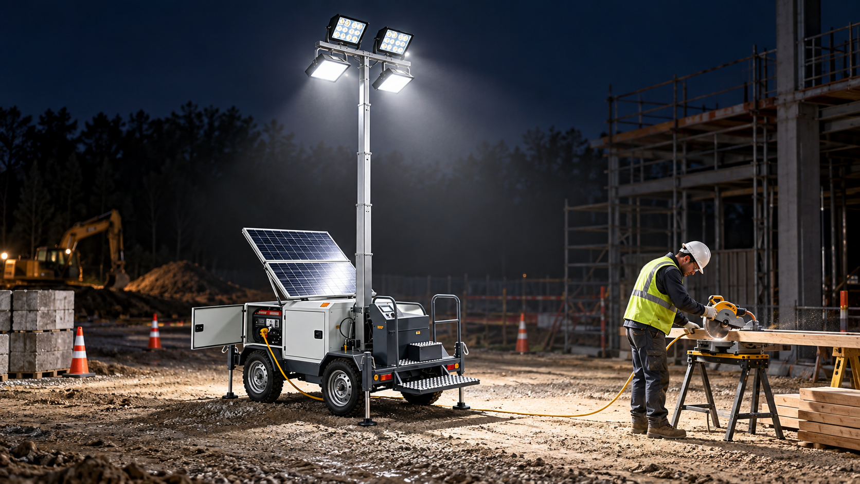 Safe setup and verification of light tower auxiliary power