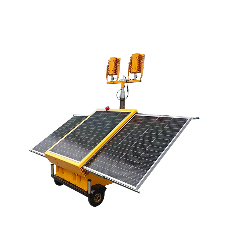 Solar-powered mobile lighting tower