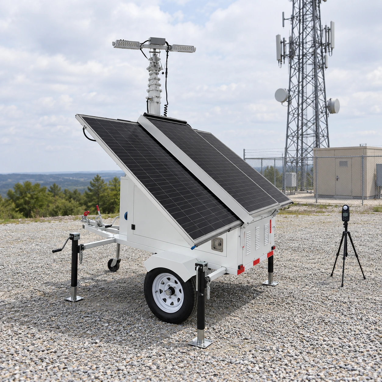 Daylight placement and visual inspection of the mobile tower for telecom tower maintenance lighting.