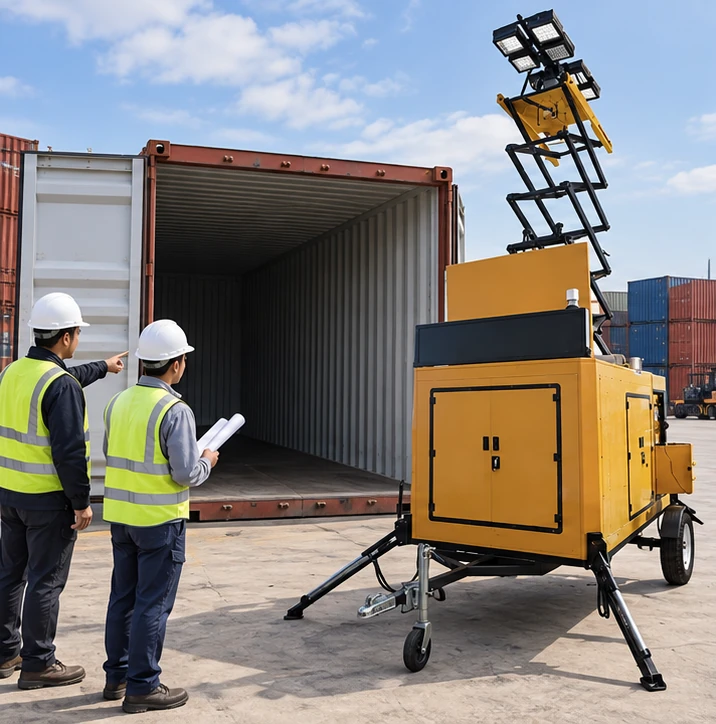 light tower container loading=