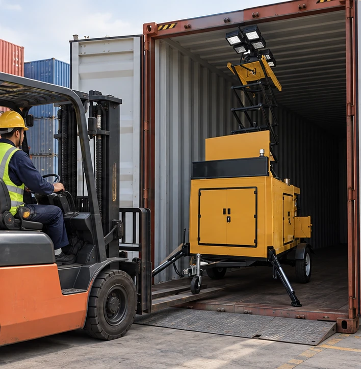 technical inspection for light tower container loading=