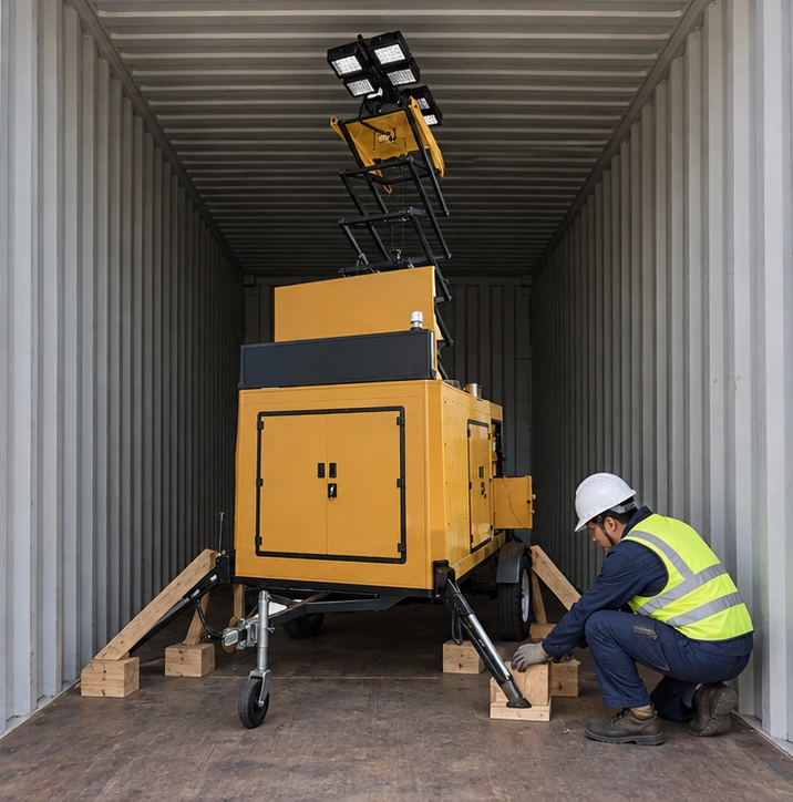 field verification and maintenance of light tower container loading=