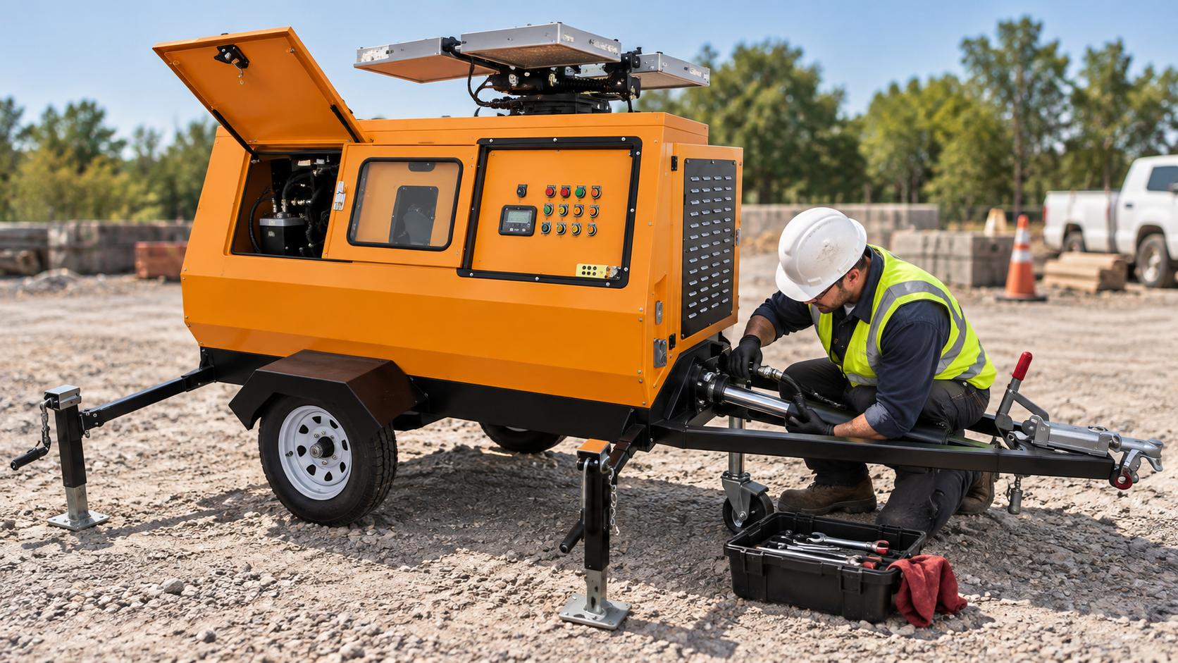 Hydraulic Cylinder Leaks on Light Towers: Diagnosis and Response product reference in a safe worksite