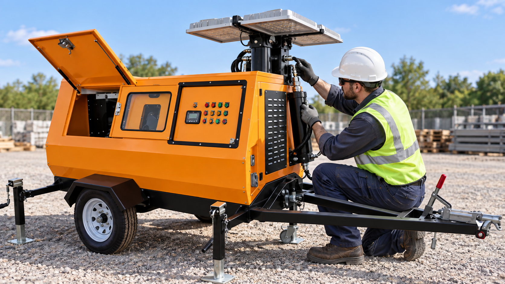 Key selection checks for light tower hydraulic cylinder leak