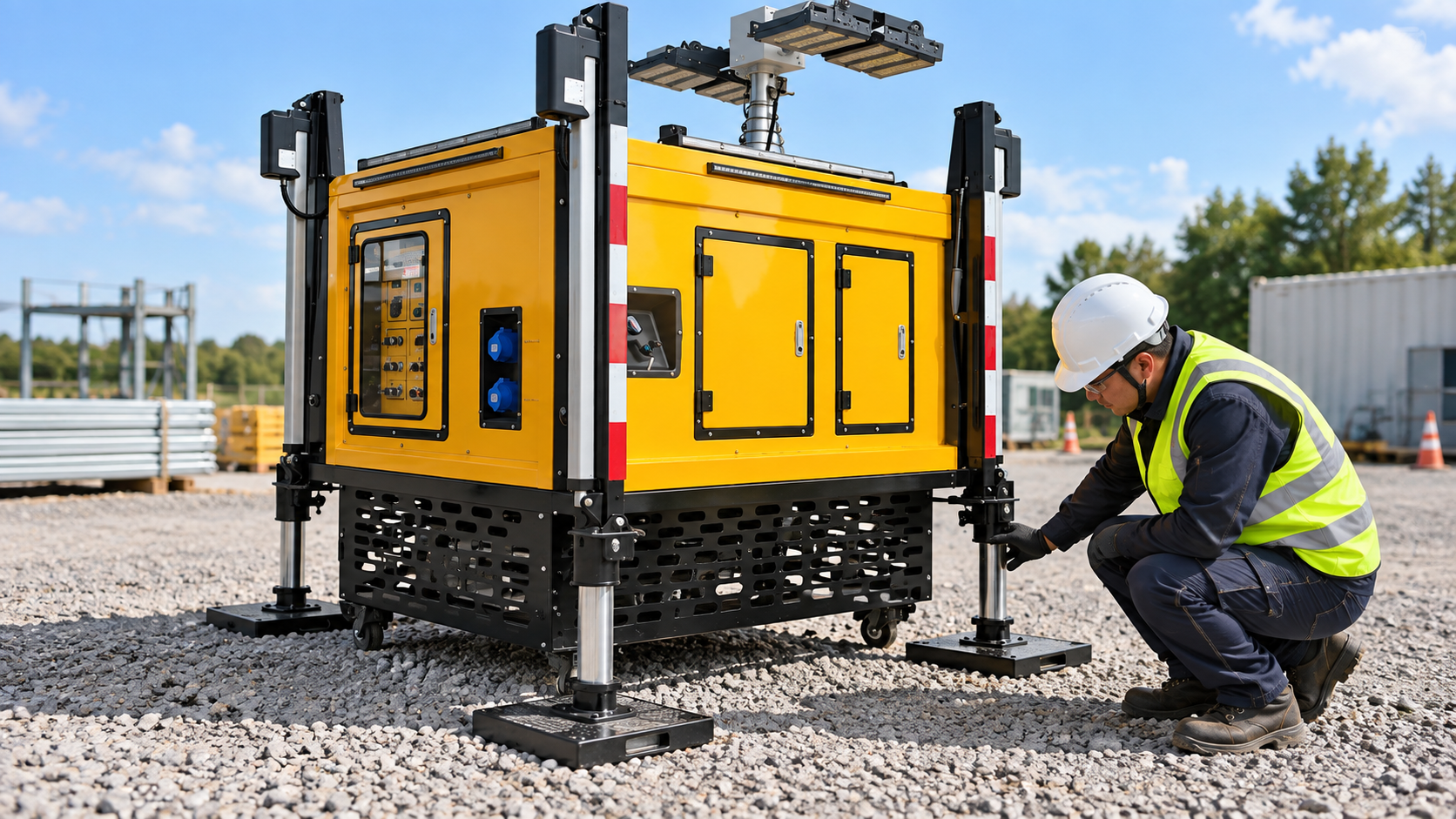 Key selection checks for light tower leveling jacks