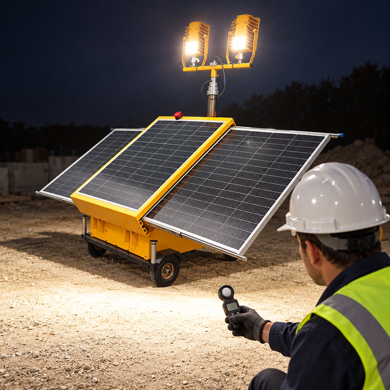 Key selection checks for light tower lux meter testing