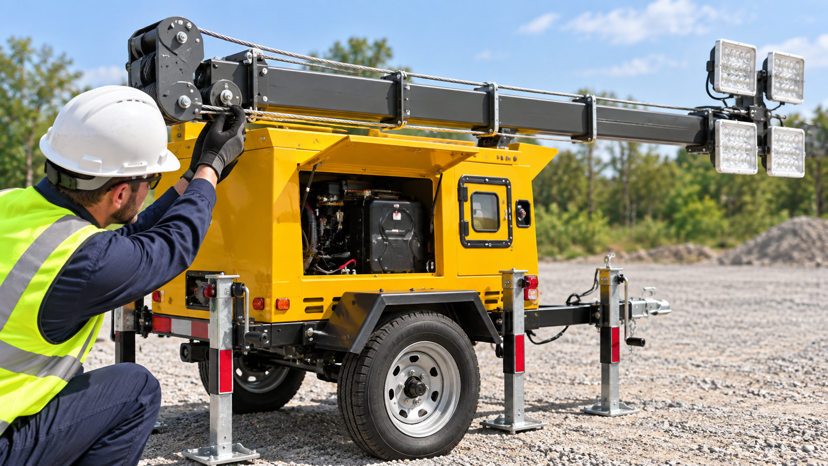 Key selection checks for light tower mast cable inspection