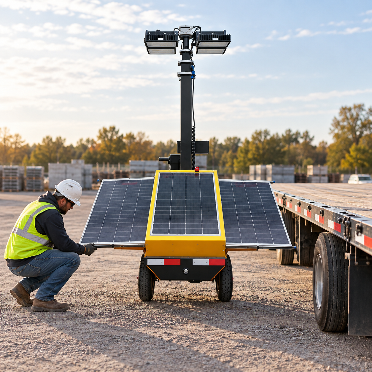 Safe setup and verification of light tower mast transport lock
