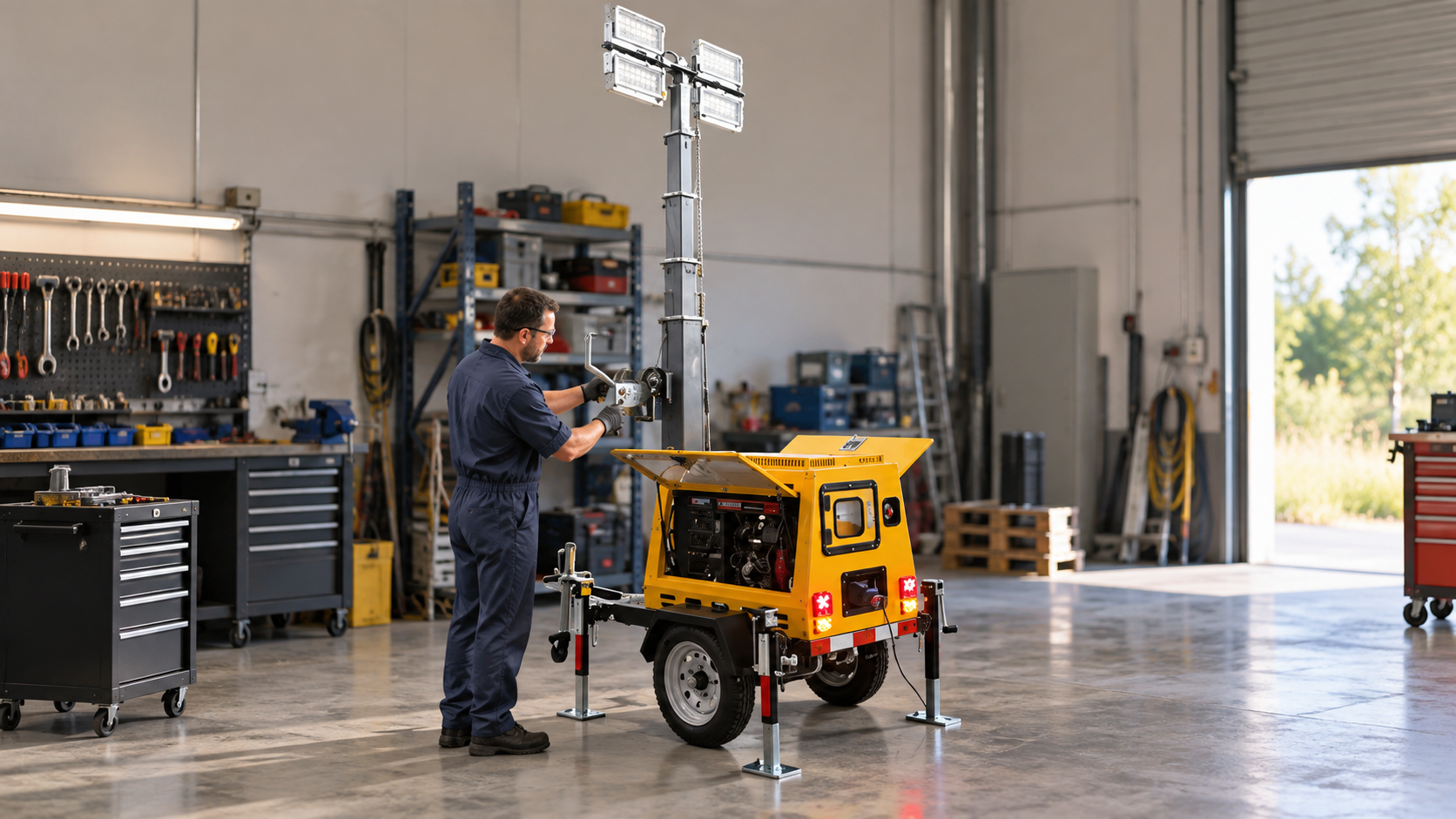 Choosing a Winch for a Manual Light Tower Mast product reference in a safe worksite