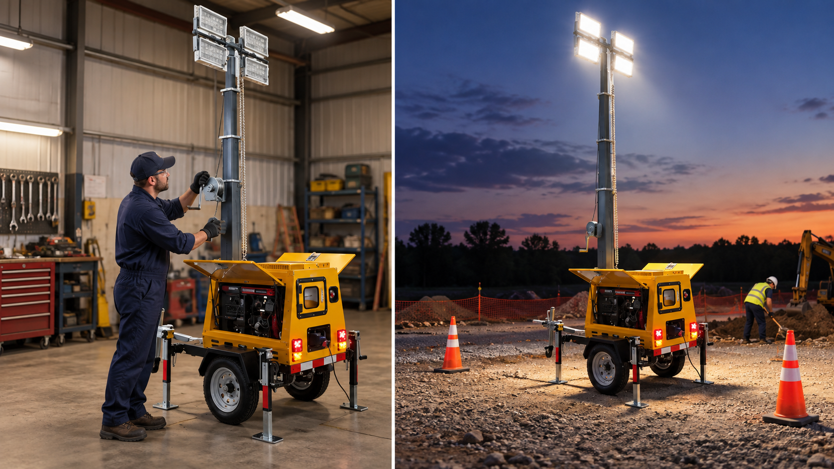Safe setup and verification of light tower mast winch