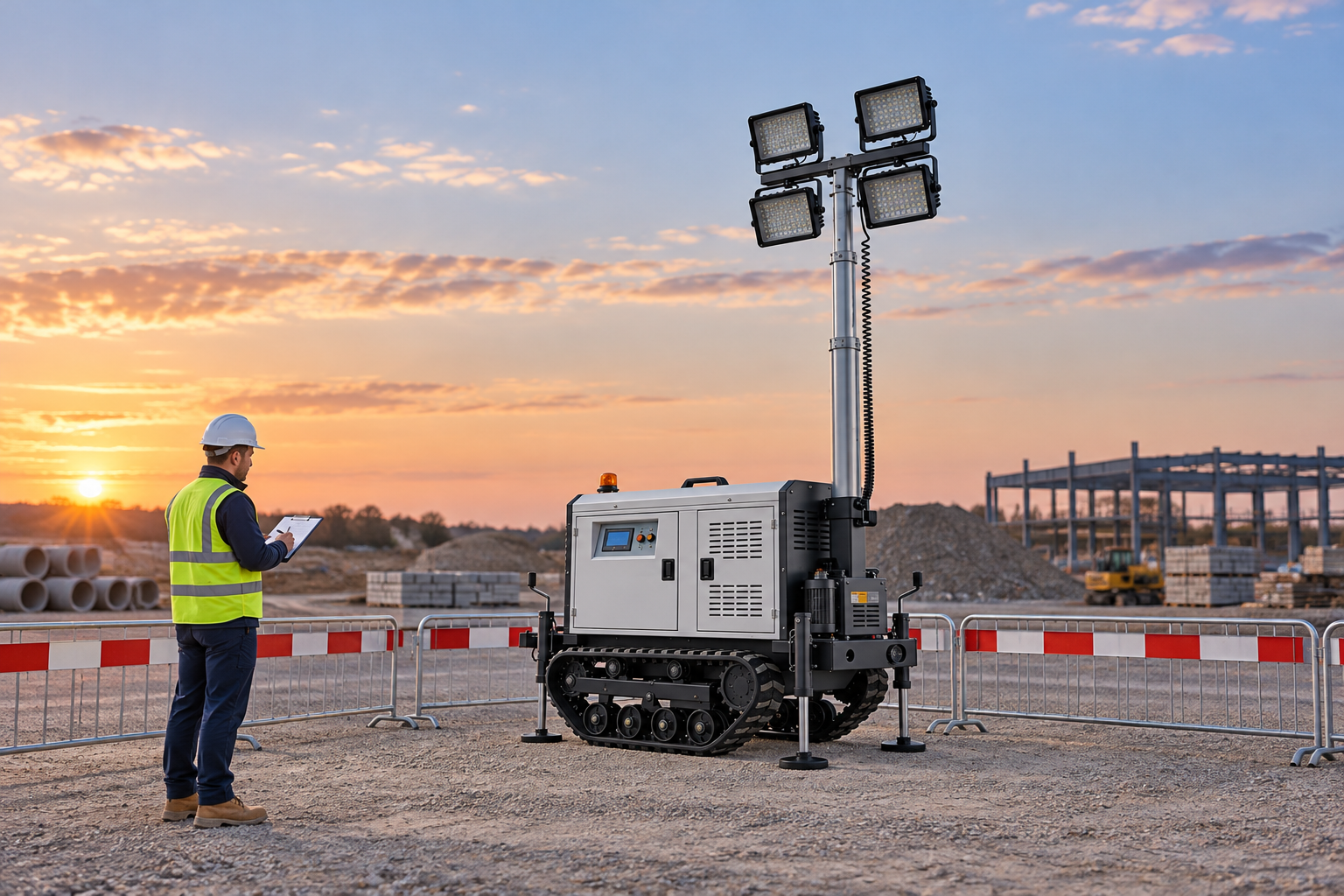 Keep the agreed setup area protected and record the conditions before raising the mast; an open-looking location still needs a site assessment.