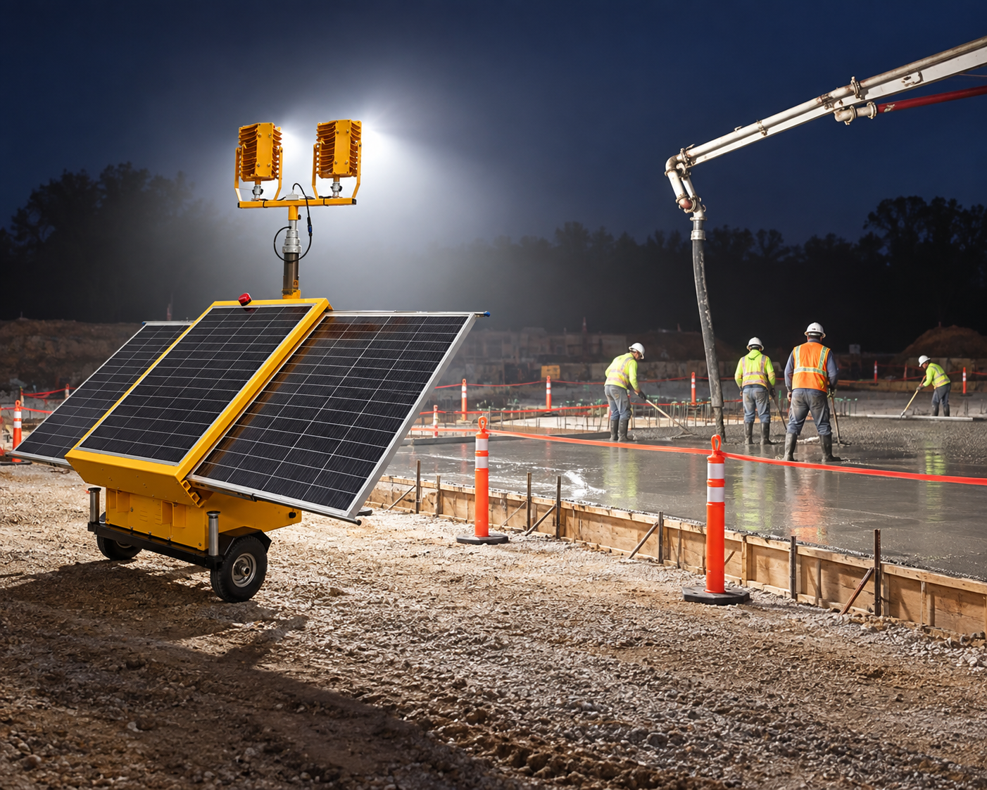 Safe setup and verification of concrete pour lighting
