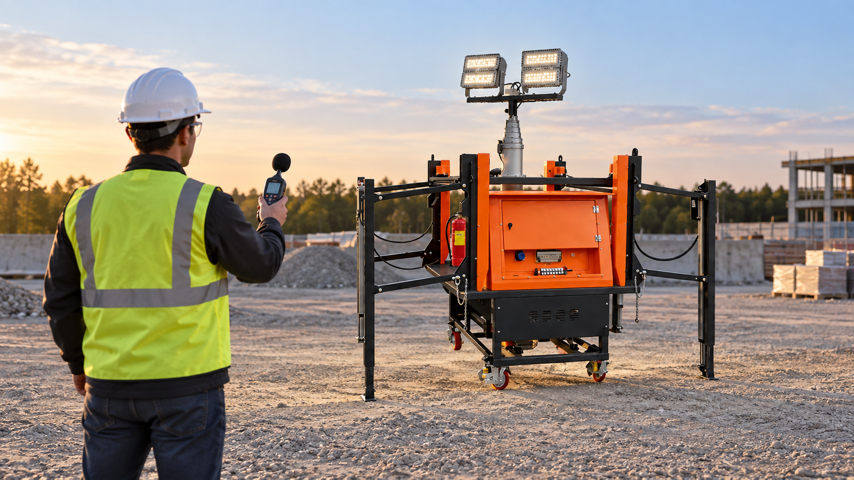 Key selection checks for light tower noise level