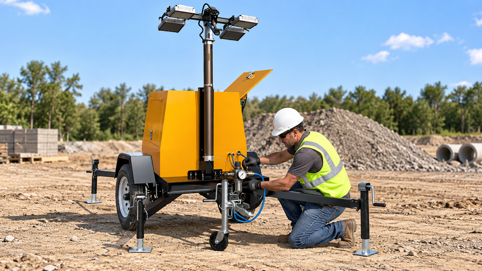 Key selection checks for pneumatic light tower mast air pressure
