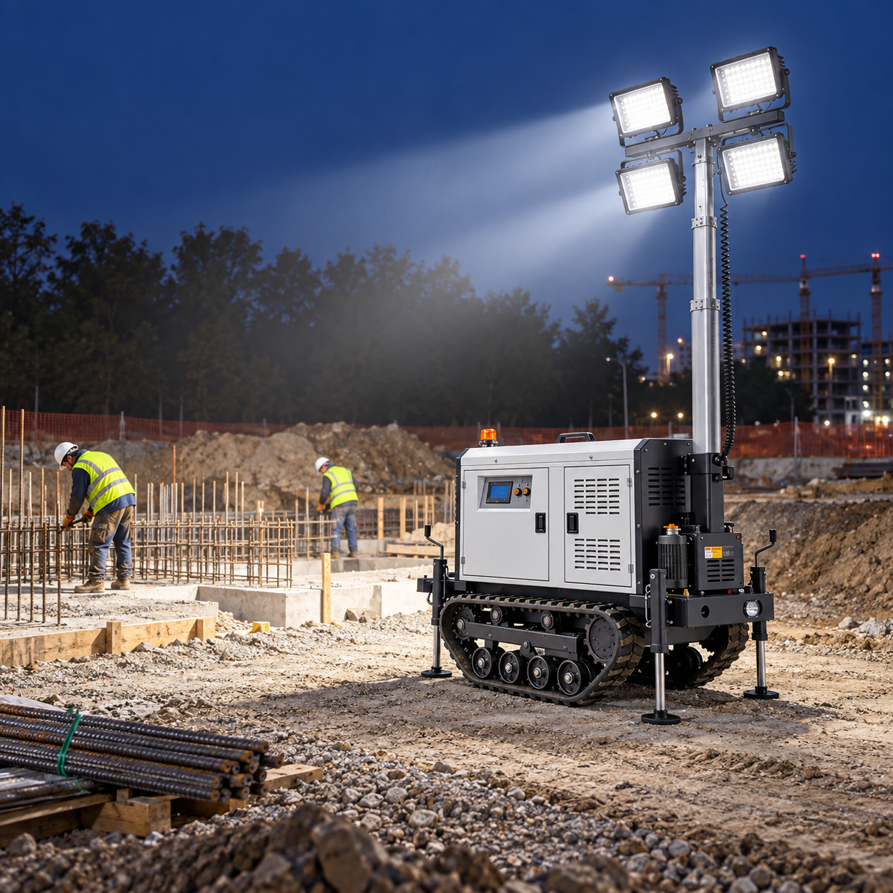 Reducing Shadows in Temporary Worksite Lighting