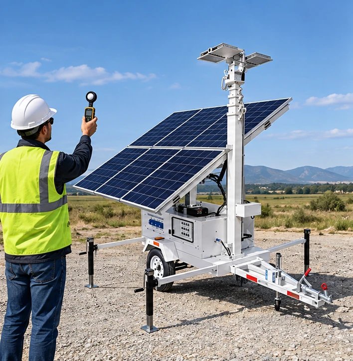 technical inspection for solar irradiance for light tower