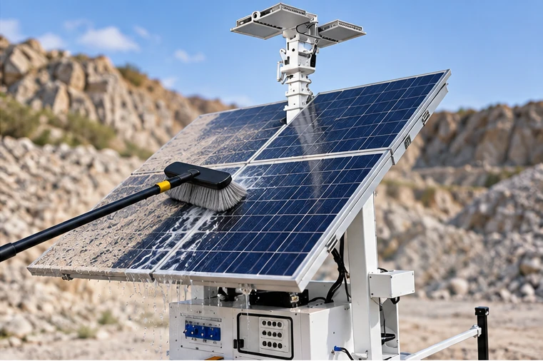 solar light tower panel cleaning planning for a mobile light tower