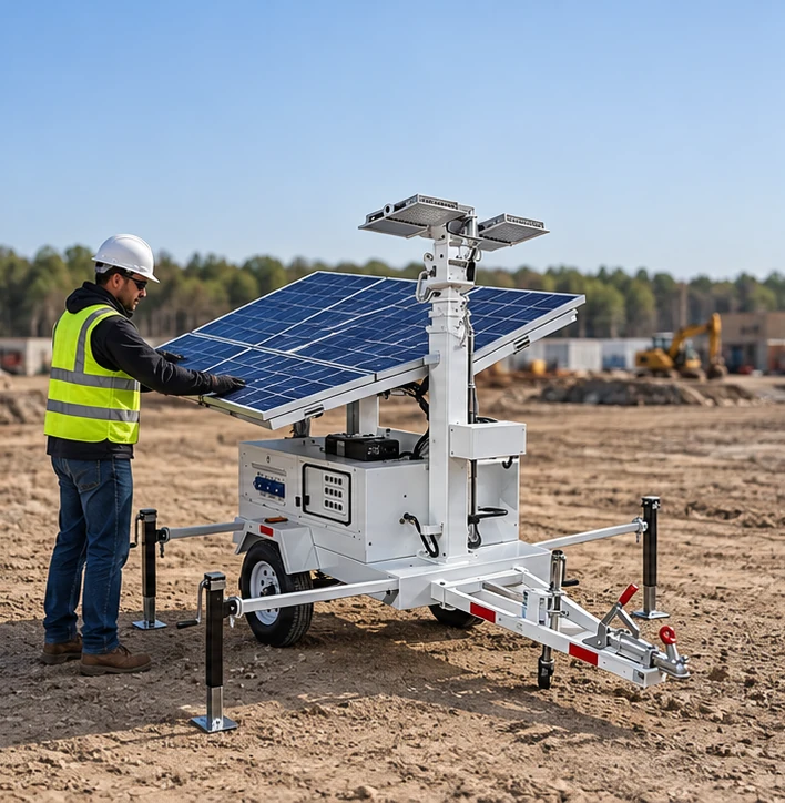 technical inspection for solar light tower panel tilt