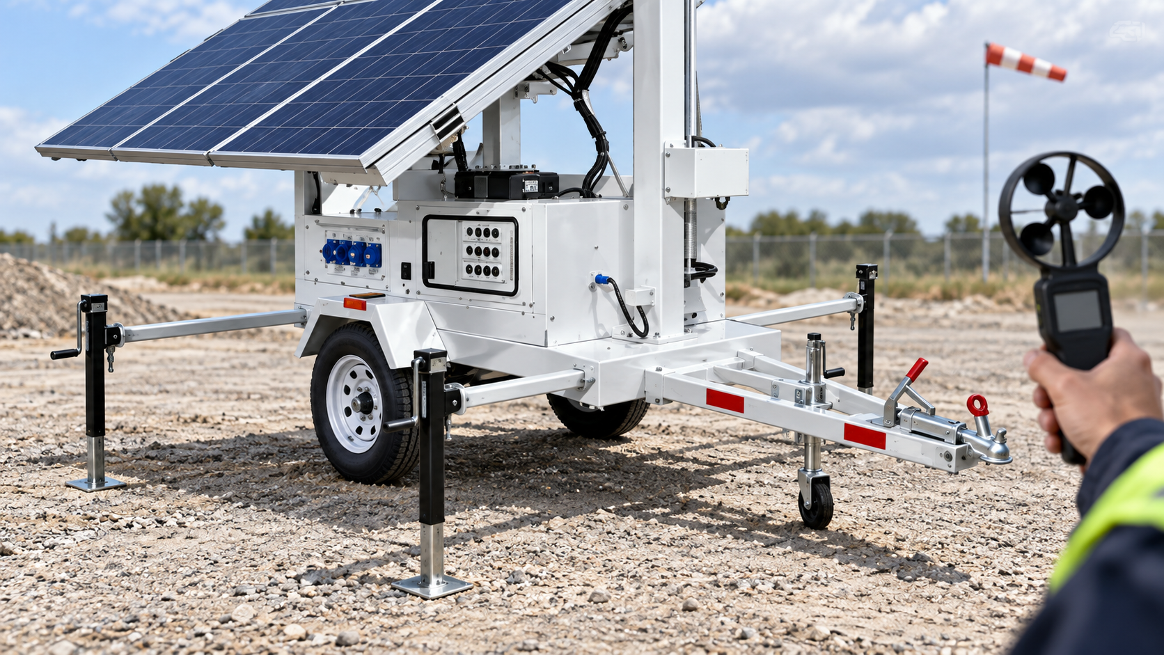 Safe setup and verification of light tower wind load calculation